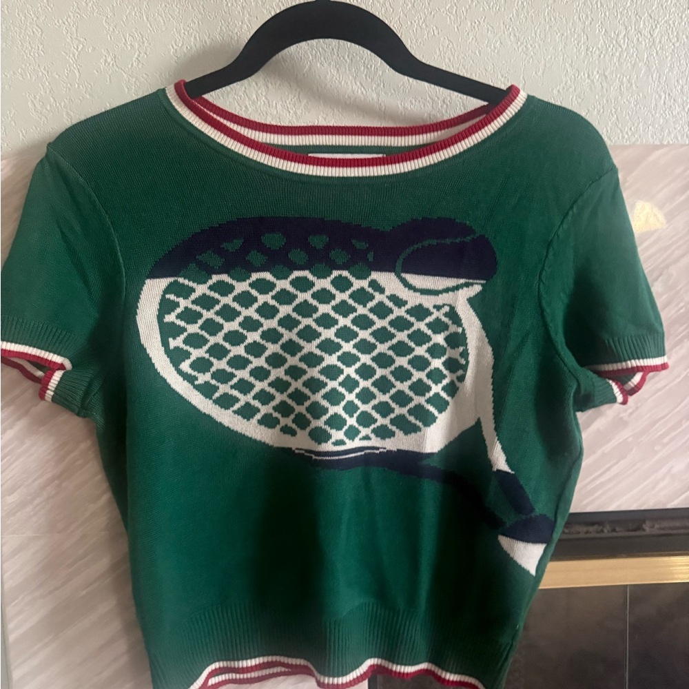 Tretorn Green Sweater with Red and White Trim-from Anthropologie